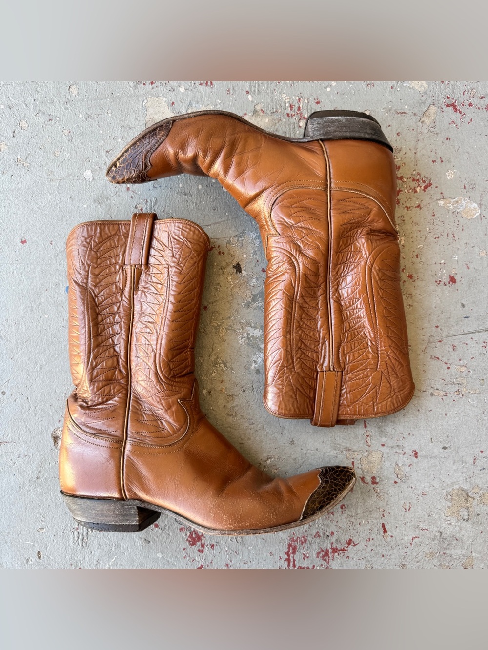 Tony Lama Brown Leather Cowboy Boots